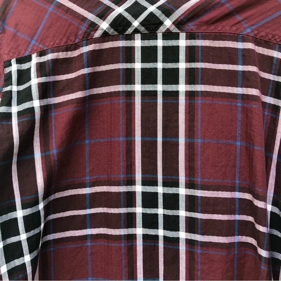 Foxcroft burgundy preppy plaid top shirt L14 - Picture 8 of 10